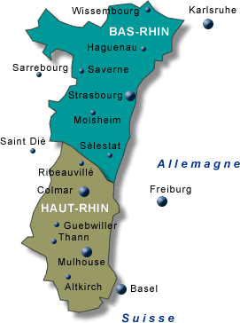 carte de la region Alsace